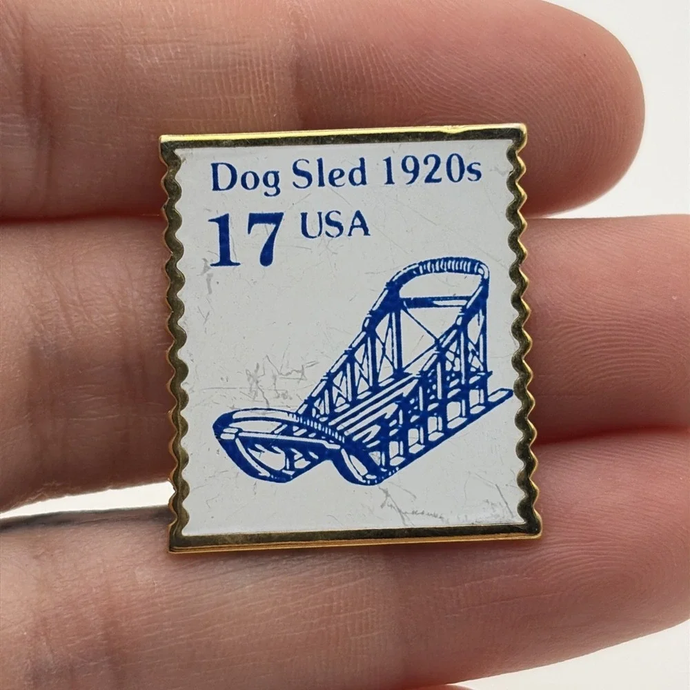 USPS United States Postal Service Stamp Dog Sled 1920s Lapel‎ Hat Pin